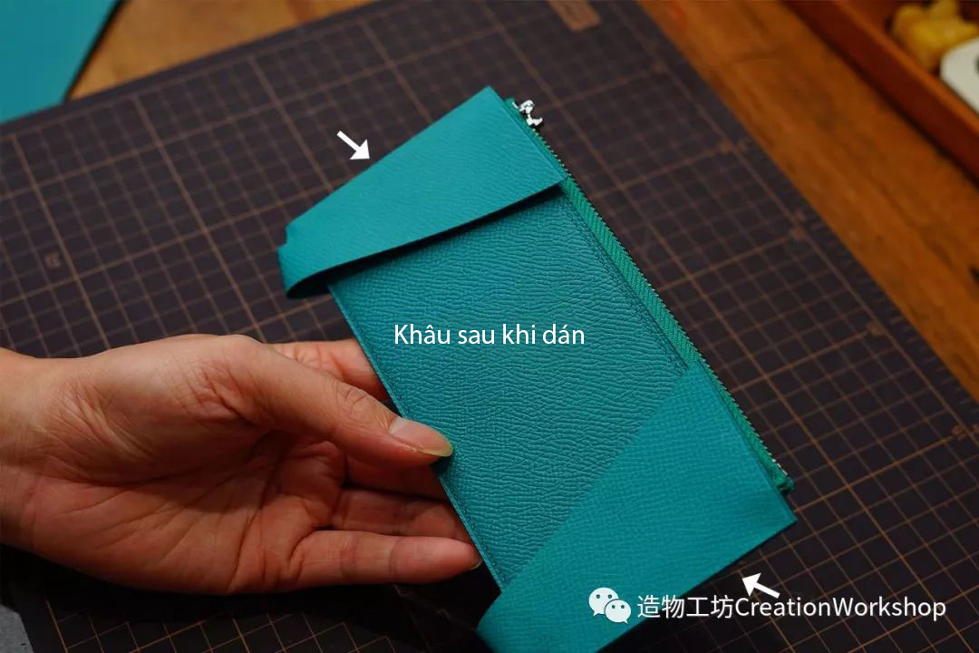 hướng dẫn làm ví kelly wallet, làm đồ da thủ công, rập túi da, phụ kiện túi da