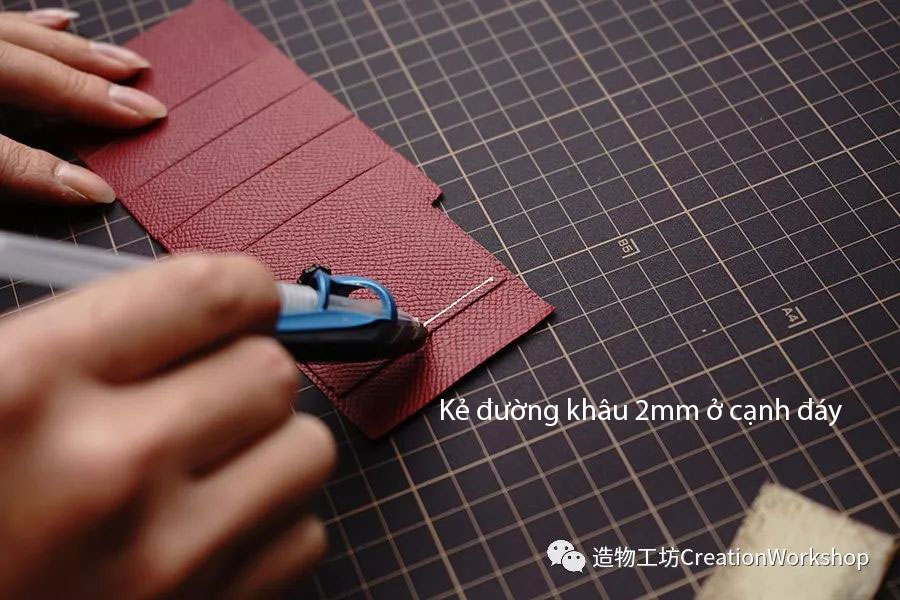 hướng dẫn cách làm ví da bearn wallet, làm đồ da thủ công, rập túi da, phụ kiện đồ da