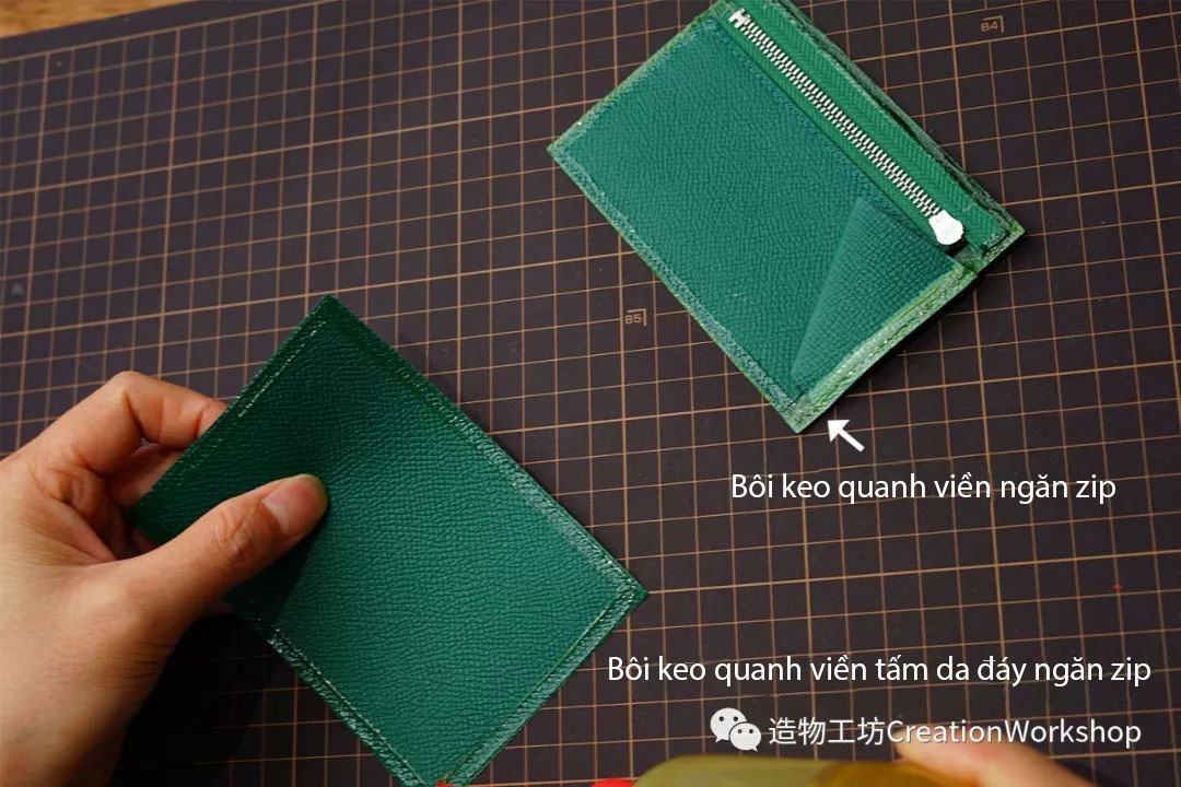 hướng dẫn cách làm ví da bearn compact wallet, làm đồ da thủ công, rập túi da, phụ kiện đồ da