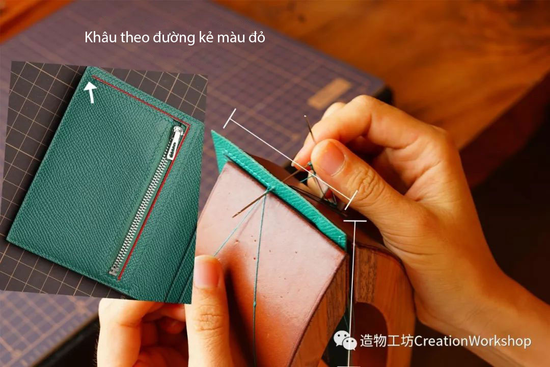 hướng dẫn cách làm ví da bearn compact wallet, làm đồ da thủ công, rập túi da, phụ kiện đồ da