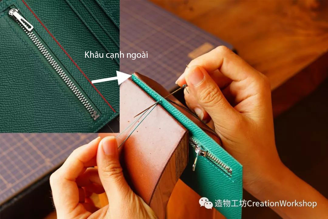 hướng dẫn cách làm ví da bearn compact wallet, làm đồ da thủ công, rập túi da, phụ kiện đồ da