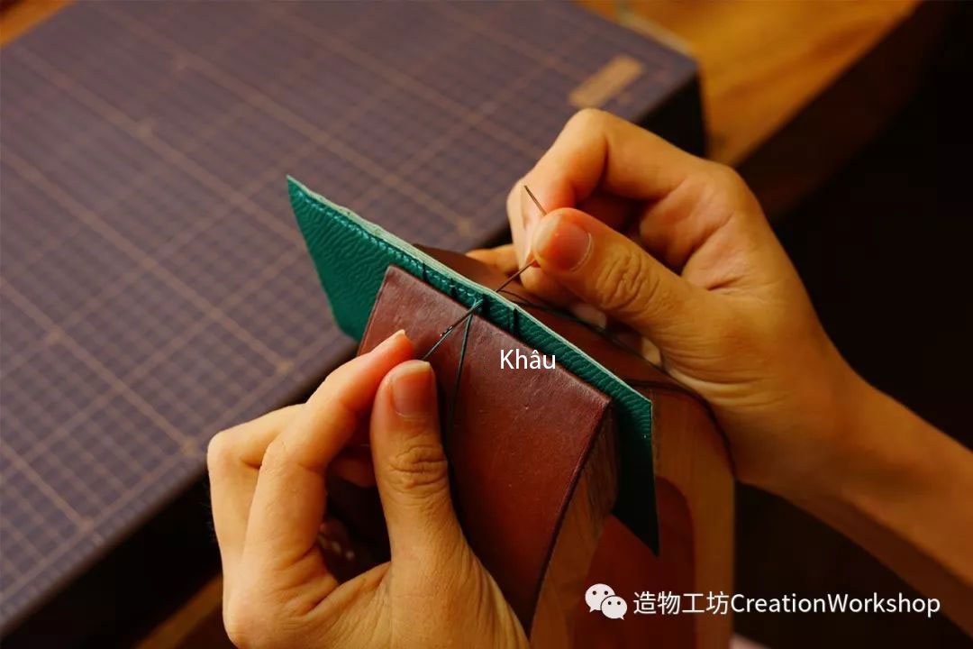 hướng dẫn cách làm ví da bearn compact wallet, làm đồ da thủ công, rập túi da, phụ kiện đồ da