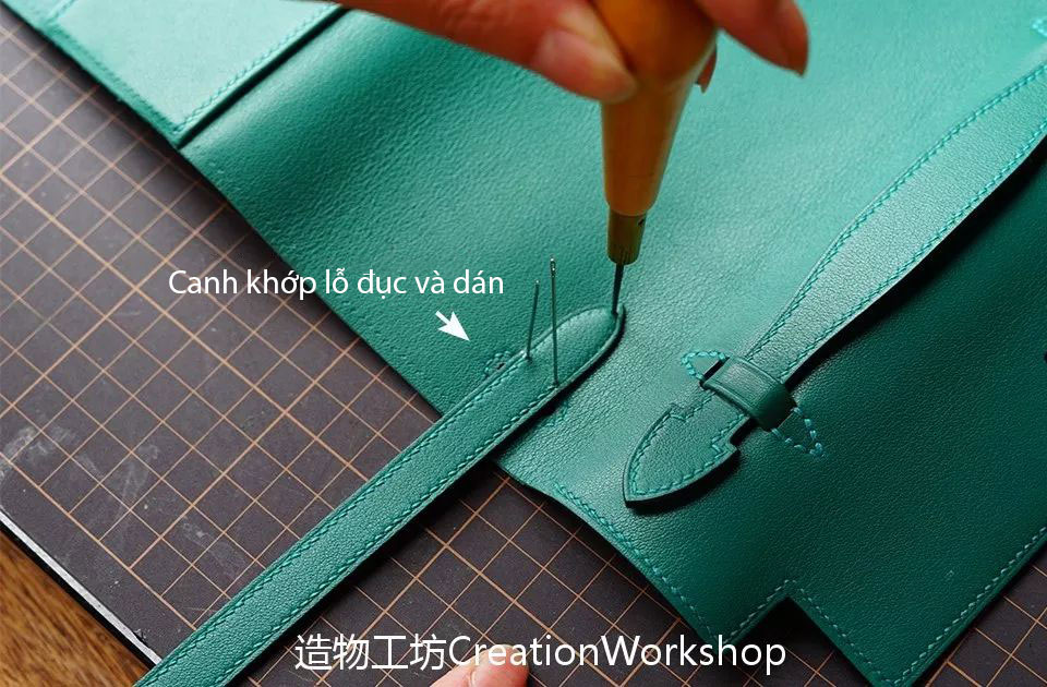 hướng dẫn cách làm túi kelly pochette, làm đồ da thủ công, rập túi da, phụ kiện đồ da