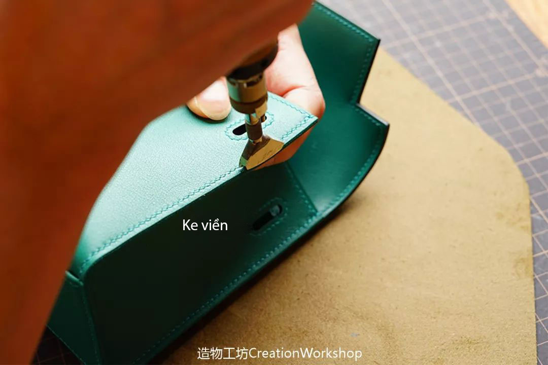 hướng dẫn cách làm túi kelly pochette, làm đồ da thủ công, rập túi da, phụ kiện đồ da