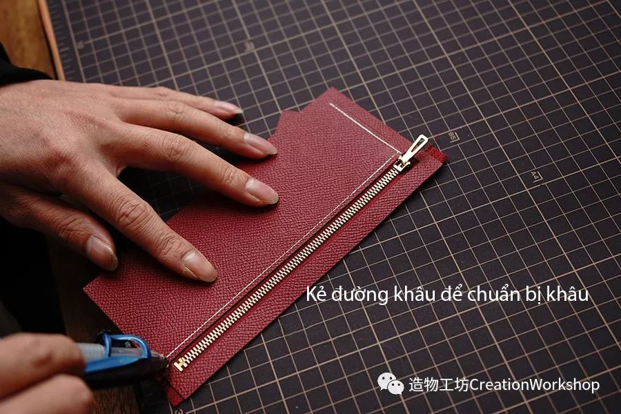 hướng dẫn cách làm ví da bearn wallet, làm đồ da thủ công, rập túi da, phụ kiện đồ da