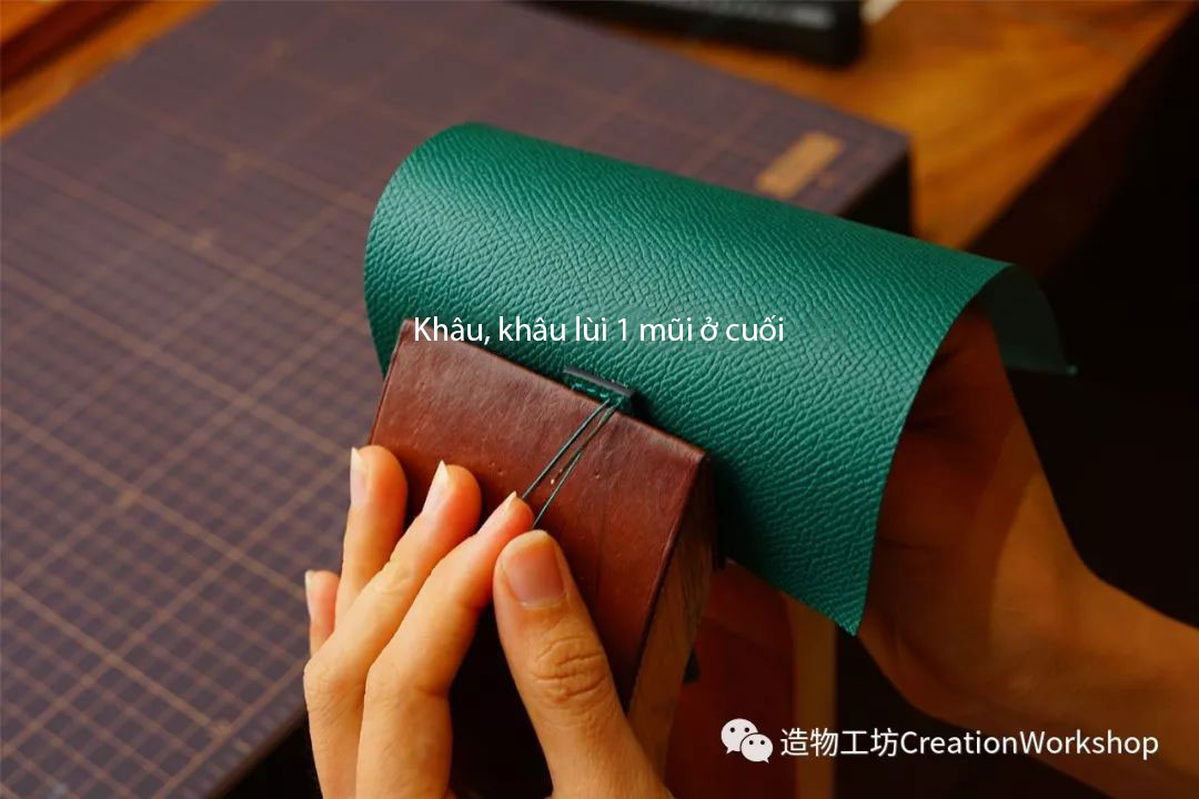 hướng dẫn cách làm ví da bearn compact wallet, làm đồ da thủ công, rập túi da, phụ kiện đồ da