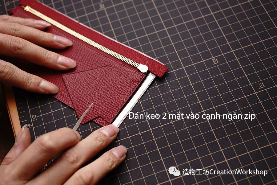 hướng dẫn cách làm ví da bearn wallet, làm đồ da thủ công, rập túi da, phụ kiện đồ da