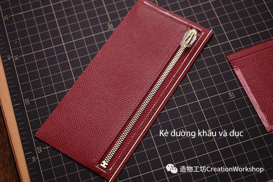 hướng dẫn cách làm ví da bearn wallet, làm đồ da thủ công, rập túi da, phụ kiện đồ da